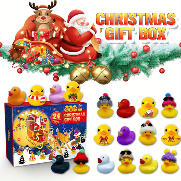 2023 Christmas Festive Table Desk Countdown Calendar Christmas Cute Ducks Make Sounds Blind Box Creative Christmas Rubber Duckies Toys Gift