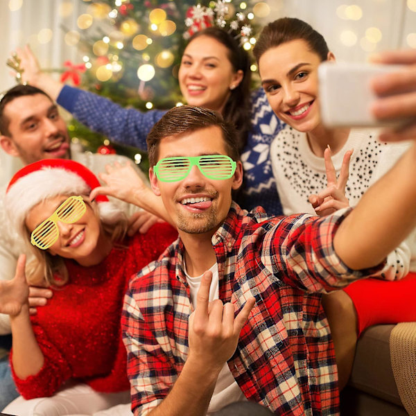 Neonfärgade Barn Glasögon Visir Boll Maskerad Glasögon 4 Stycken