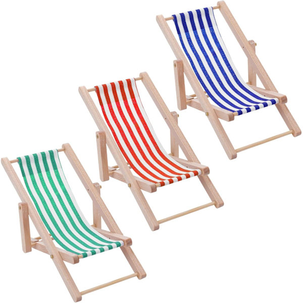 3 Mini Taitettavan Puisen Rantatuolin Setti Nukkekotiin