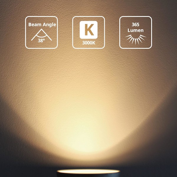 LED Spotlight Lampor Varmvit 5W, 3000K, 365lm, Flimmerfri, Energisparande Lampor Motsvarande 40-50W GU10 Halogen Spotlight Lampor 10-pack{hh} Warm White