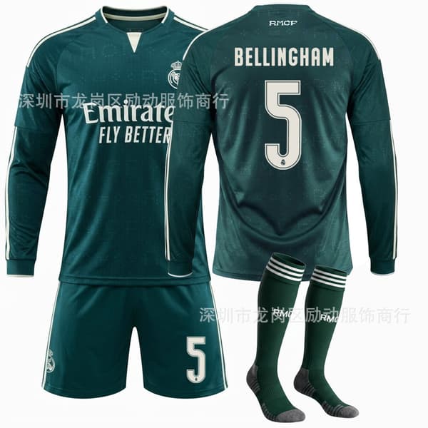 Fodboldtrøje til mænd, grøn langærmet - Klubsættrøje med brugerdefineret navn og nummer Size 5 with socks + protective gear #XL