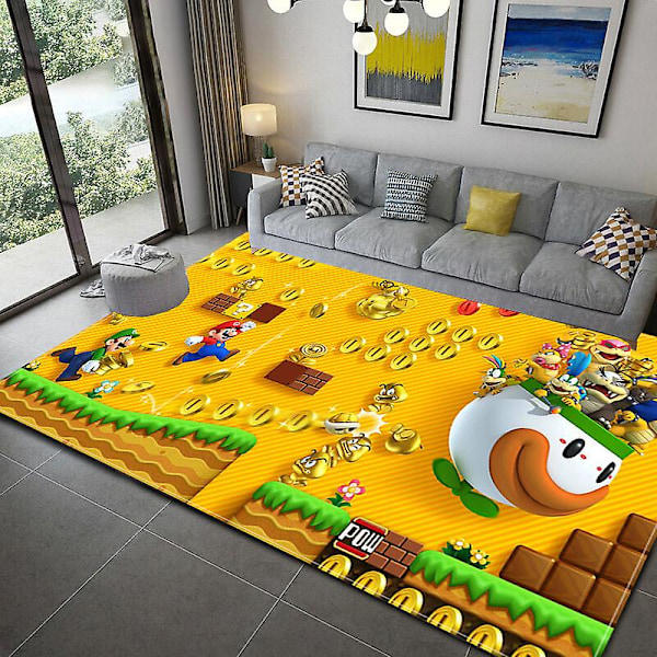 3D Tegneserie Super Mario Trykt Stue Soveværelse Tæppe Kravlende Gulvmåtte 12 12 80X120cm