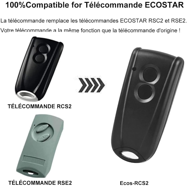 RSC2 Garasjeport Fjernkontroll Ecostar 433Mhz Fjernkontroll Kompatibel med Ecostar Hormann: RSC2, RSE2 RSZ1, AGS: RSC2