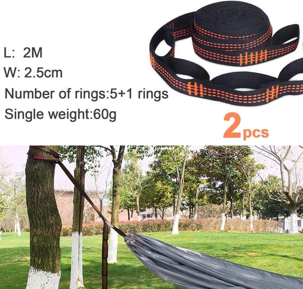 2 pcs. - Hammock Straps - 2 m - Adjustable Hammock Straps - Swing Suspension - Tree Swing Straps