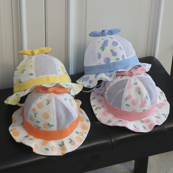 Ny sommerstil tynd babyhat, tegneserie frugtskålhat, sød sol Sky blue 50CM 1-2 years old