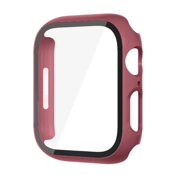 Glass+ Cover For Apple Watch case 9 8 7 6 SE 5 iWatch Accessories Screen Protector Apple Watch Series 45mm 41mm 44mm 40mm 42mm 38mm Wine red