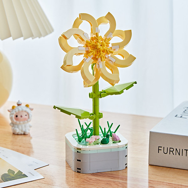 Rakennuspalikat Kukat Säilötyt Kukat Ruusut Ystävänpäivälahja Kimppu Koottavat Lelut 103-D7-potted bouquet-forsythia-123g