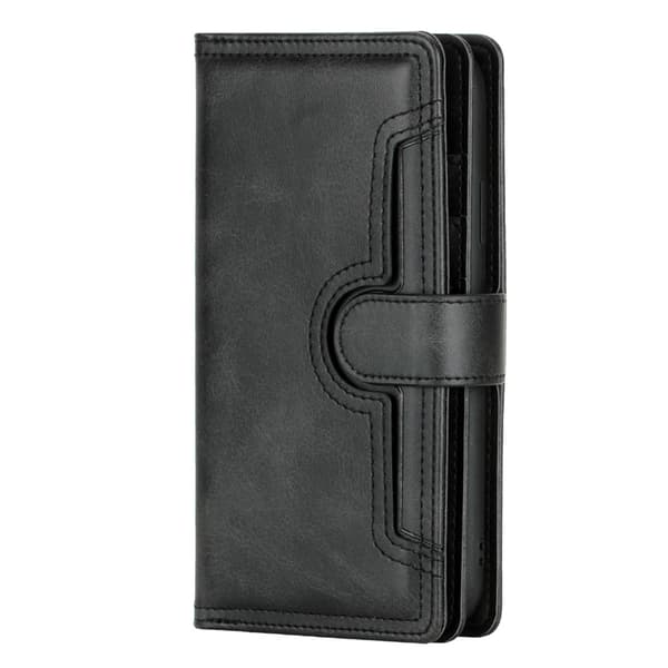 Læder wallet case med flere rum, egnet til iPhone 13 sort