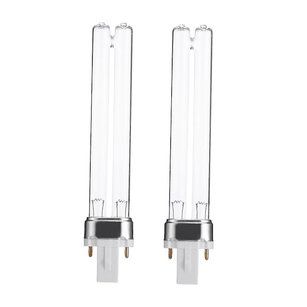2 stk. 9w G23 Base Akvarium Fisketank UV Sterilisator Rensningslamper Bakteriedræbende Ultraviolet Udskiftningspærer -ES