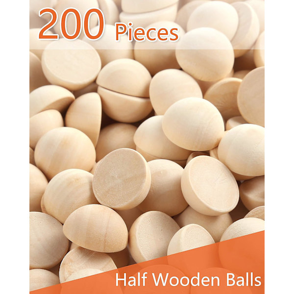 200 st Halva Träpärlor Naturliga Halva Träpärlor Obehandlade Delade Träpärlor För DIY-projekt Och Hantverksmaterial{hh}