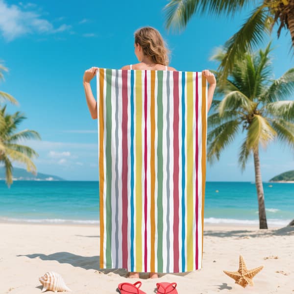 Färgglad randig strandhandduk, ultramjuk mikrofiber TEMU säljer Striped Series 32 75*150cm