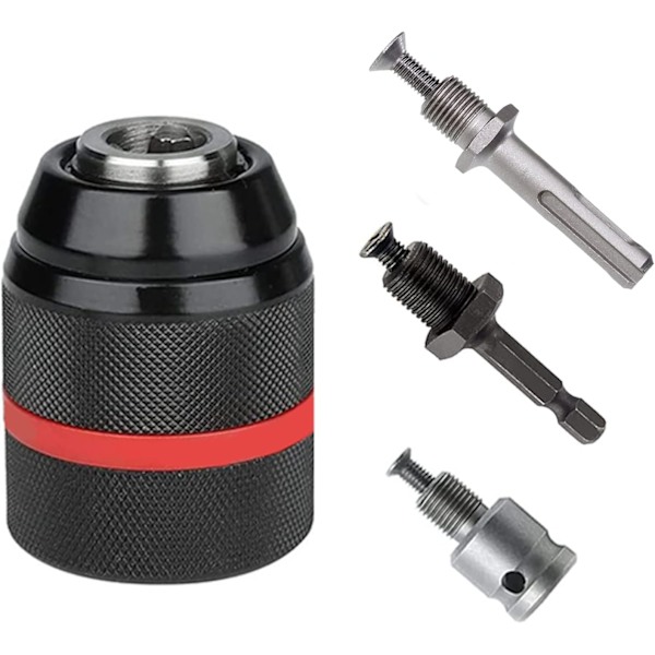 Borrfäste 1,5-13 mm, 1/2\" 20UNF gänga, nyckellös chuckadapter, med SDS Plus, 1/4 HEX och Impac