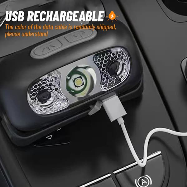 2 stk. LED Camping Hodelykt Justerbar Vinkel USB Oppladbar Head Lamp 2pcs