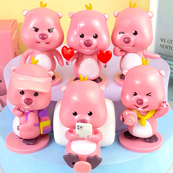 Pink Ruby Pieni Majava Blind Box Söpö Lelu Nukke Auto Kakku Koristeet Gachapon Nukkekone Doraemon - Boxed (whole set price)