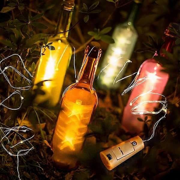 10-pack inklusive batteri LED vinflaskpropp koppartråd ljusslinga 2M 20LED atmosfär Dec