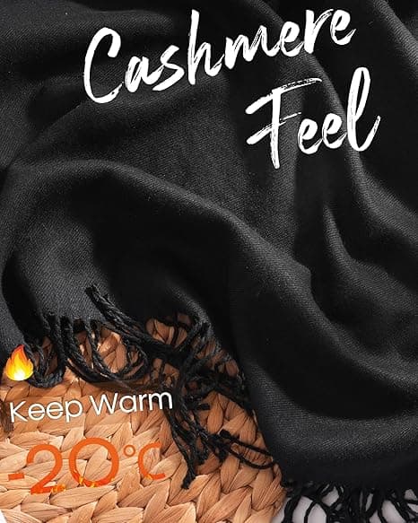 Sort Imitation Cashmere Tørklæde Til Kvinder Og Mænd Vinter Varmt Blødt Modetilbehør