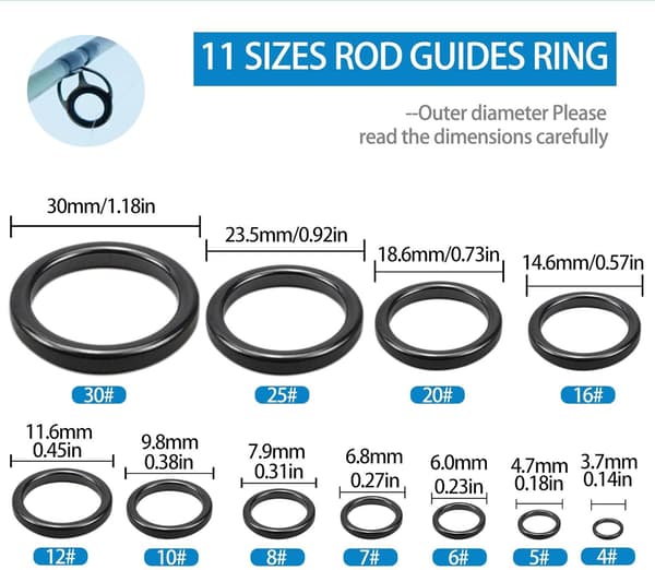 Ceramic Guide Replacement - Fishing Rod Guide Replacement - 11 Sizes Rod Ceramic Guide Rings, Fishing Rod Guide Replacement