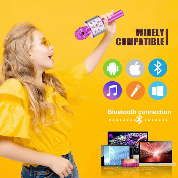 Pink Karaoke Mikrofon med Bluetooth Syngende Legetøj til Piger Fødselsdagsgaver til 9 10 11 12 År Gamle Børn Strømpestopper
