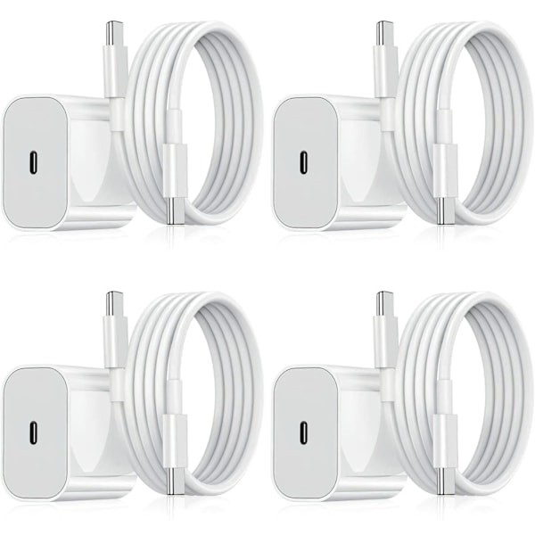 4-pakning - Lader for Samsung - Hurtiglader - Adapter + Kabel 20W Hvit one size 4-Pakning Samsung 4-Pakning 4-Pakning{hh} 4-Pack Samsung