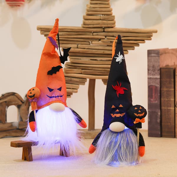 2 st. Halloween-tomtar plyschdekoration handgjorda svenska tomtar plysch