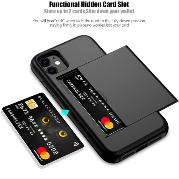 iPhone 11 - Cover med kortslot Solid® Ekstra forstærket Sort Apple iPhone 11{HH}