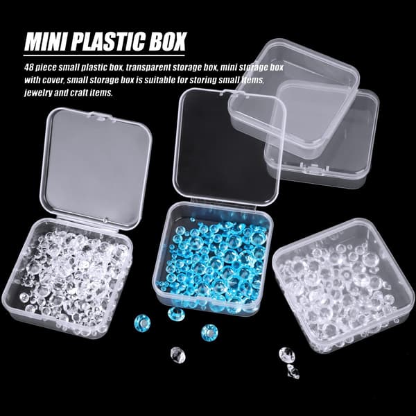 Liten förvaringslåda med lock 6,5x6,5x2cm Transparenta plastpärlbehållare Mini rektangulär organiseringslåda för tillbehör 24-pack