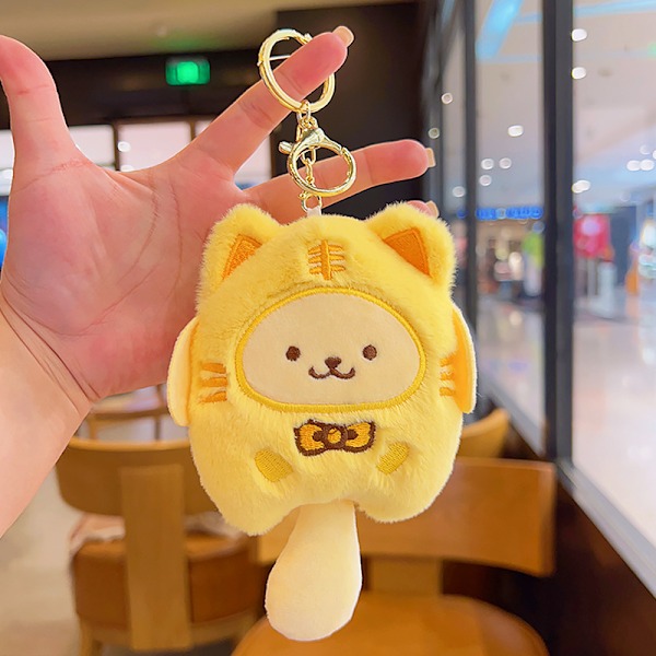 Tecknad Kuromi docka skolväska hänge docka plyschleksak par nyckelring väska hänge Plush Animal Series-Pudding Dog 11cm (with keychain)