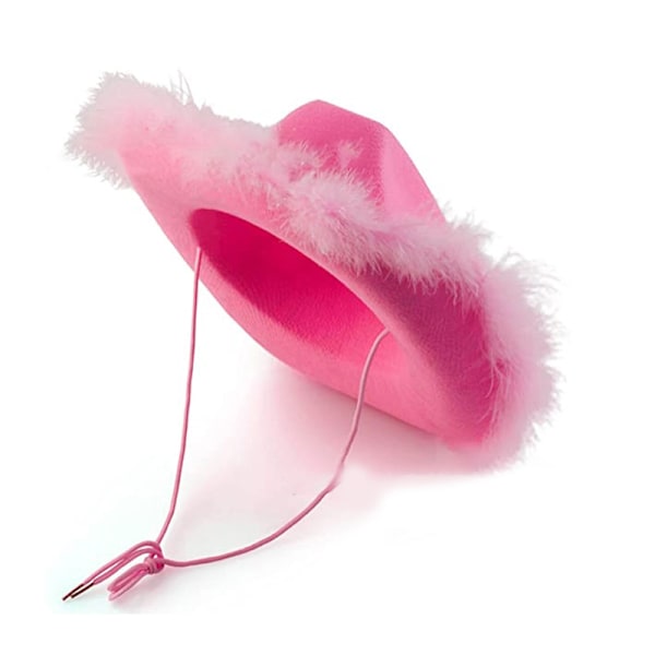 Fjäder Cowboyhatt Cowgirlhatt Pink