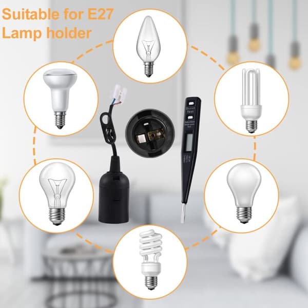 SHINING HOUSE 10 E27 Sockets 250V Bulb Holder E27 Socket with Cable Office Kitchen Construction Site Lamp Holder