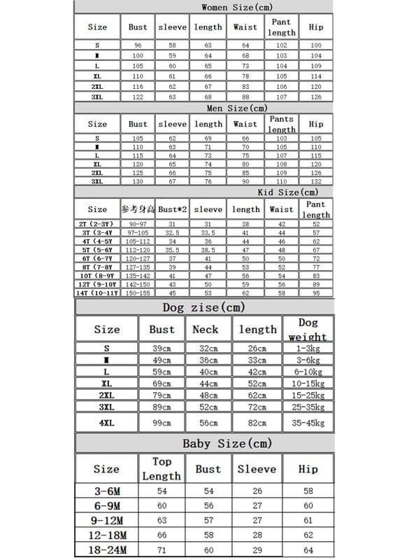 Perhejouluasut - Yhteensopivat pyjamat koko perheelle Isä Dad S