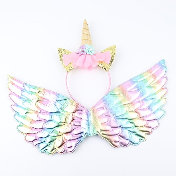 Barn Ängelvingar Fairy Kostym Tillbehör för Halloween Jul Maskerad Cosplay Party Fotografering Rekvisita Färgglad Boll One Size