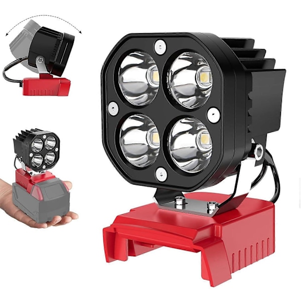 LED arbeidslys for 18V batteri, 40W 6000LM lommelykt, LED-belysning, 18V batteridrevet arbeidslys