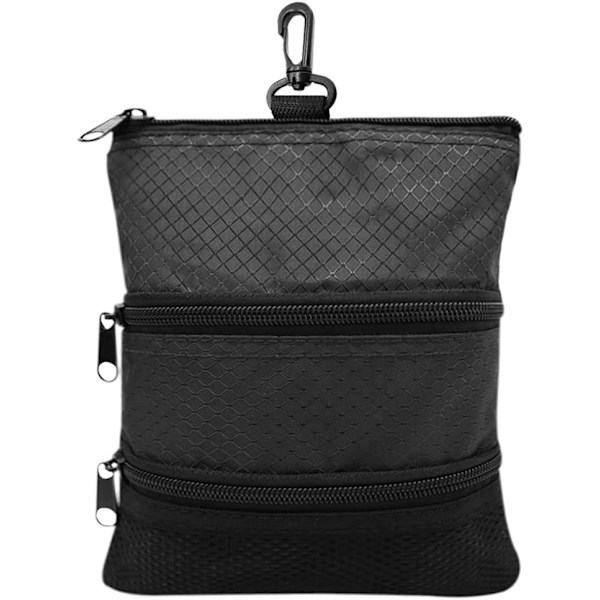Golfbag Bollhållare Värdefull för Män Kvinnor, Golf Förvaring Dragkedja Handväska Ficka med Utrustningsklämma Krok för att Fästa Väska QD Black