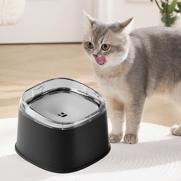 Anti-Spild Hundevandskål Stor 2200ml Kæledyrsfoder Langsom Drik Design til Hunde Hvalpe Killinger Hjem Rejse Udendørs Brug Sort