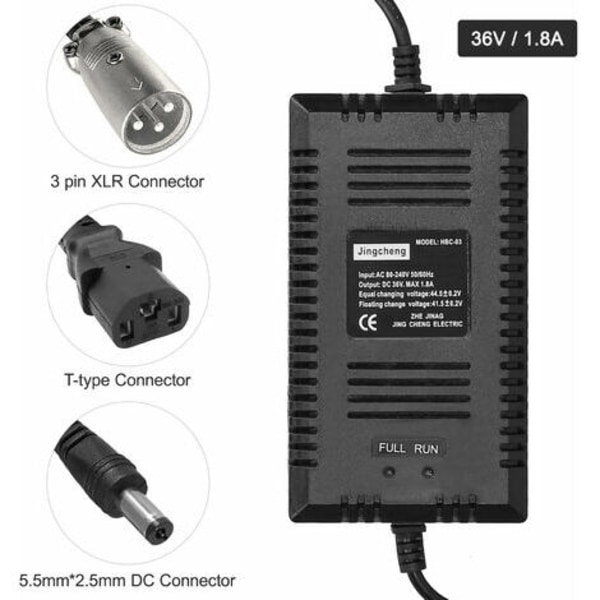 Smart oplader til elcykler og løbehjul, 36V XLR hoved (type A stik)