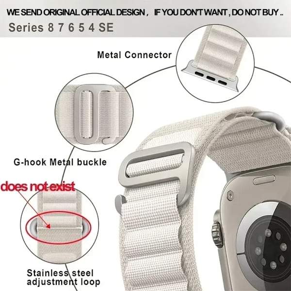 4 kpl Alpine -ranneke A-pple Watch 10 -kelloon, nailonranneke iWatch Series 10 9 8 SE 4 3 7 6 5 42 mm 44 mm 45 mm 49 mm{hh}