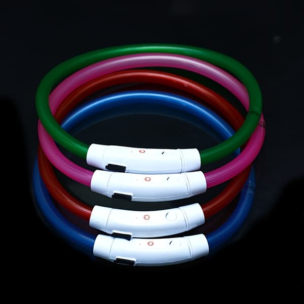 LED Lyshalsbånd | Lysende Anti-Mistet Hundehalsbånd, USB Oppladbart, ABS Materiale, Litium Polymer Batteri Red S
