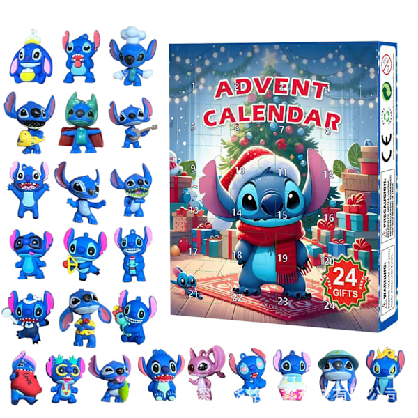 Ny Star og Stitch Julekalender med Nedtælling 24 stk. Gavekalender Blind Box