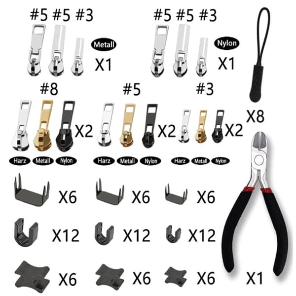 Zipper Pull, Zipper Repair, Zipper Replacement, Coat/Luggage/Suitcase Zipper (3 Sizes: #3/5/8)