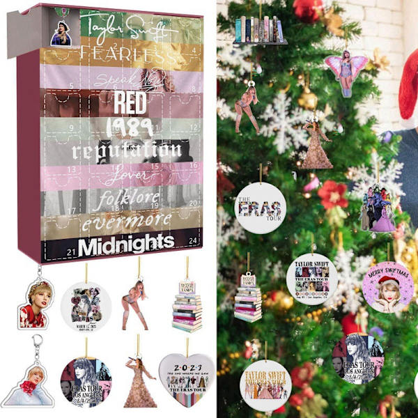 Taylor Swift Blind Box Julekalender med 24 Gave, Dekorationer og Nøgleringe GJ185-004 GJ185-004 Blind Box