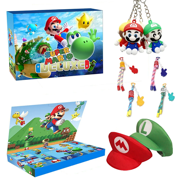 Super Mario Bros Julekalender Overraskelse Blind Box 24 stk Animefigurer Barnleker for Gutter Jenter Julegaver