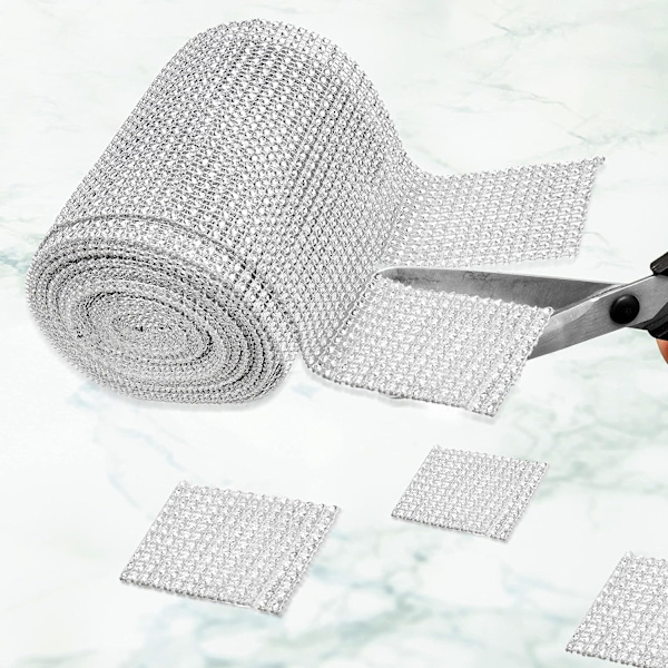 12cm 24 Rows Sewing Rhinestone Ribbon Silver - Rhinestone Roll