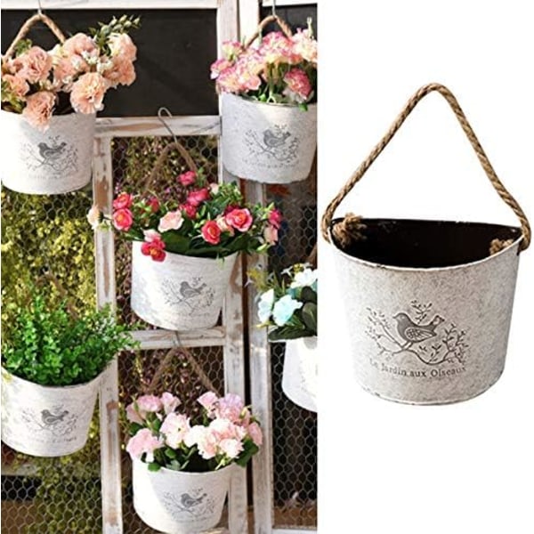 1 hengende plantekasse for blomster og sukkulenter i jern, halvsirkelformet {HH}