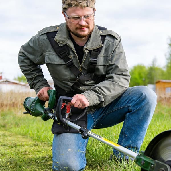Rydningssele, skulderrem for gresstrimmer, sele til ryddesag, justerbar dobbel trimmersele, sele for trimmer
