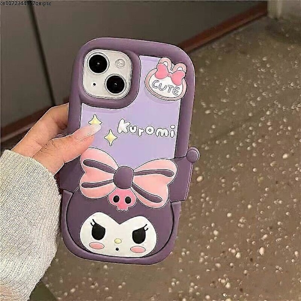 Tegneserie 3D Sanrio Kuromi Silikone Blød Telefon Cover til iPhone 14 13 12 11 Pro Max 14 Pro Anti-fald Bagside Cover Pige a1 For iphone12 pro max