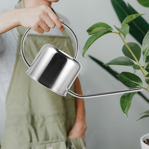 Europeisk Vattenkanna i Rostfritt Stål 900ml Hushållsduschkanna Liten Vattenblomma (FMY) Silver