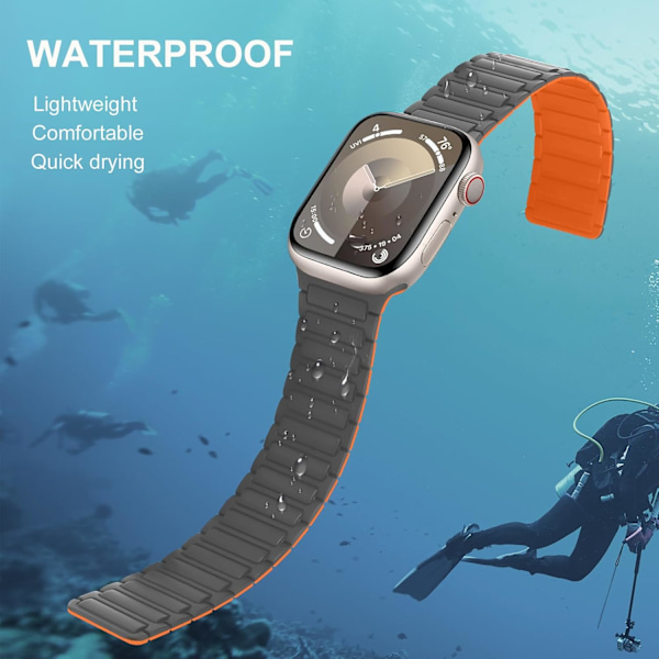 Magnetiske klokkereimer kompatible med Apple Watch-reimer, myk silikon erstatningsreim designet for iWatch, grå oransje Grey Orange 38/40/41mm