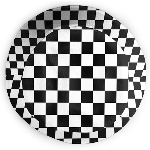 EN Hinkar Mode Solhatt Packbar Utomhus Fiskehatt för Kvinnor och Män Svart Vit Race Schackrutig Flagga 5{HH} Black White Race Checkered Flag 5 One Size
