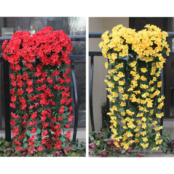 Livlig Kunstig Hængende Orkide Buket Silke Lang Hængende Busk Blomster Snøre Bryllupsfest Hjemmeindretning Yellow