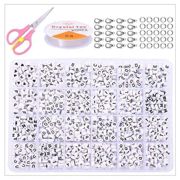 DIY - Perleboks - Seed beads - 3mm - 2400stk - Bogstavperler multifärg multicolor